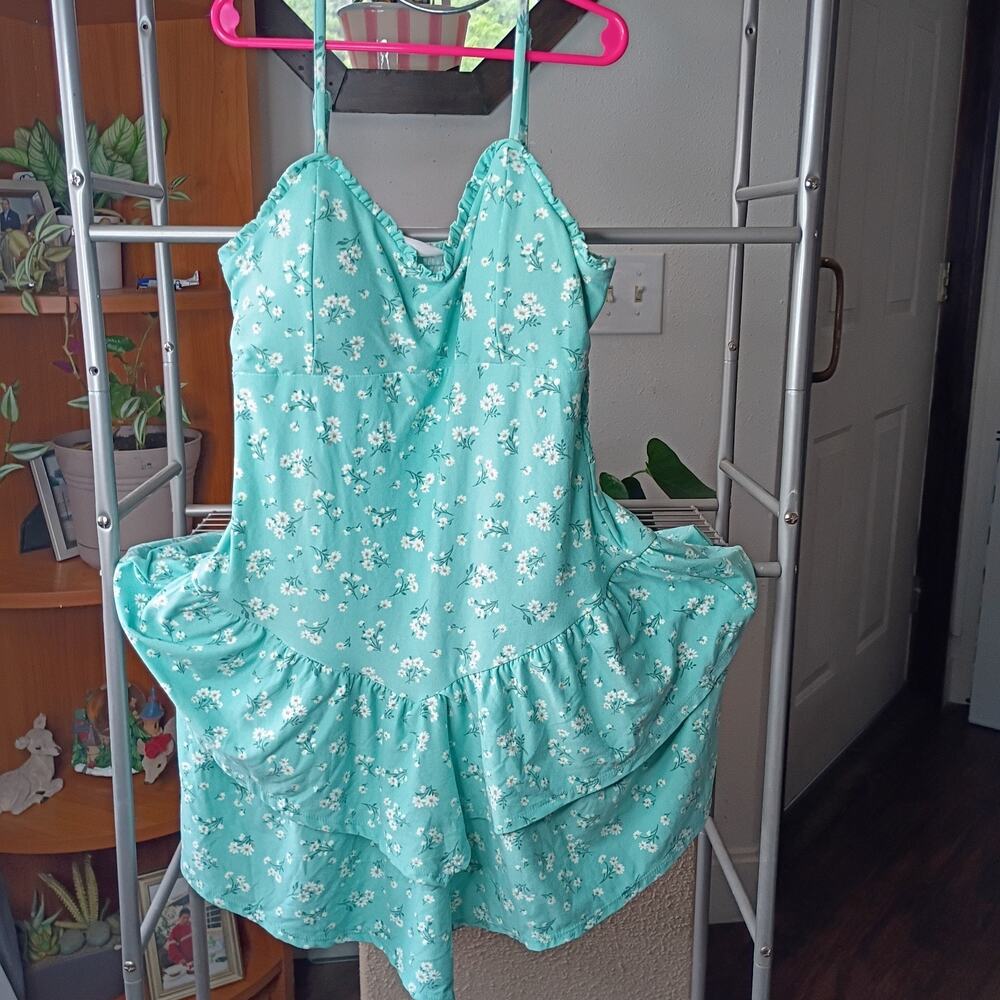 Dress Girl Size 7-9 Floral Green No Boundaries Sleeveless